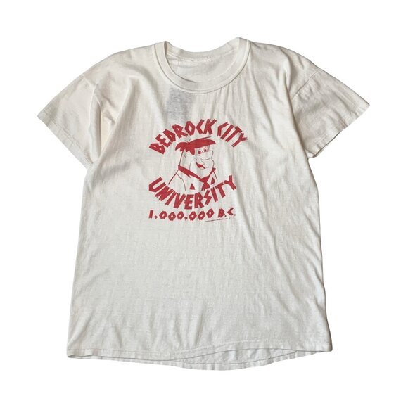 1970s Flintstones Bedrock City University Graphic Tee M - Picture 1 of 5